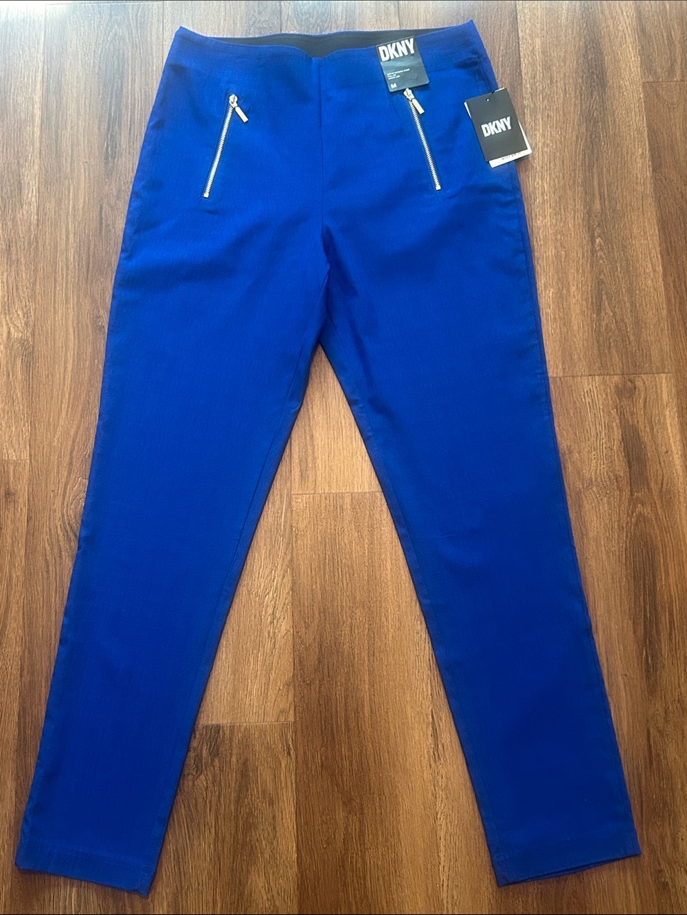 DKNY Vibrant Blue Pull On Skinny Leg M Medium Pants Zipper Pockets